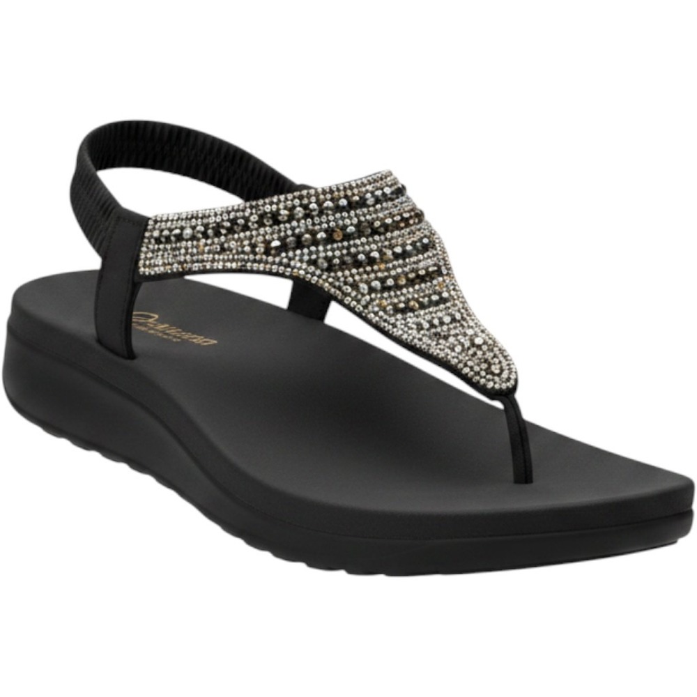 Skechers Cali Arch Fit Meditation Stars Sparkle Black Rhinestone Sandals 119333